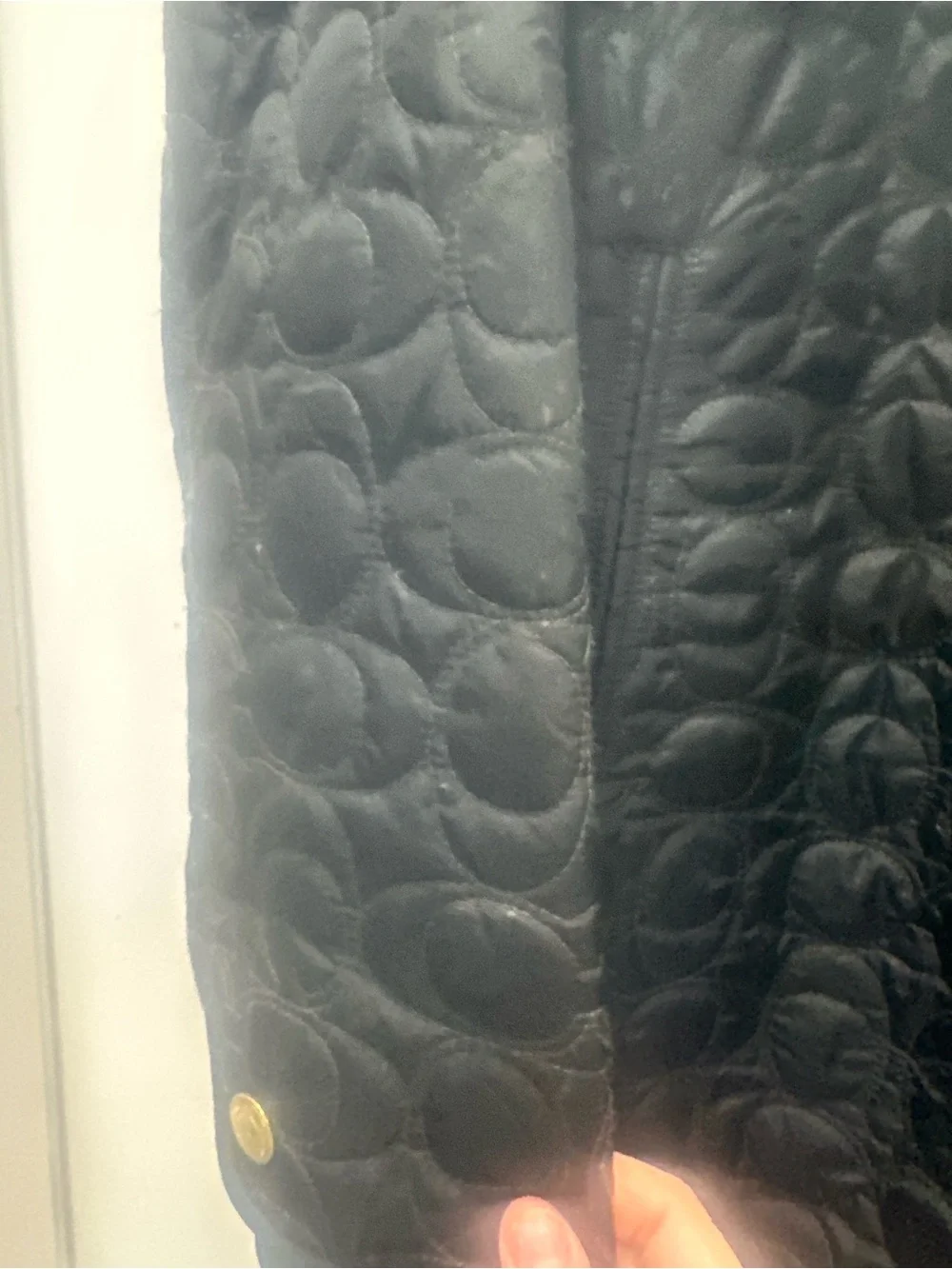 Coach Black Quilted Puffer Jacket with Gold Buttons